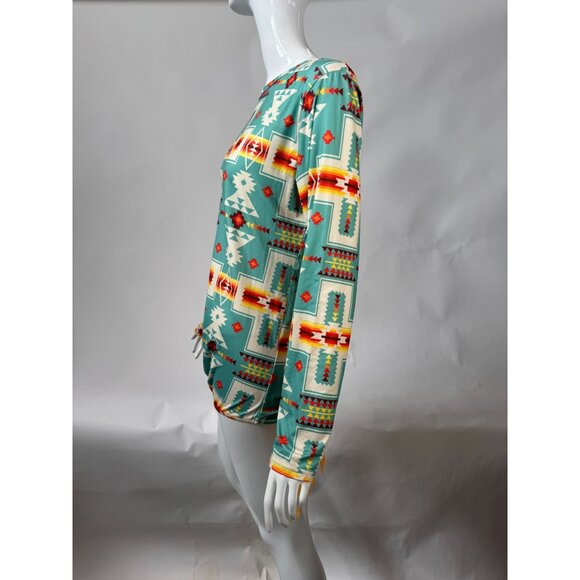 GG Western Wear Aztec Print Long Sleeve Fringe Body Suit - Picture 7 of 16